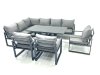 Fimous Aluminum Outdoor Garden Furniture Set Corner Sofa 3 Chairs Adjustable Rising Lifting Dining Table Sets Dark Grey