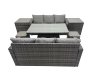 Fimous Rattan Garden Furniture Dining Set 8-seater Patio Height Adjustable Rising Lifting Table Sofa Set with 2 Side Table 2 Small Footstools Dark Grey Mixed
