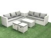 Fimous Garden Outdoor PE Rattan Furniture Set 8 Seater Rattan Garden Sofa Set with 2 Small Footstool Light Grey Mixed