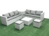 Fimous Garden Outdoor Furniture Set 8 Seater Rattan Sofa Set with 2 Small Footstools Light Grey Mixed