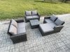 Fimous 7 Seater Rattan Wicker Garden Furniture Patio Conservatory Sofa Set with Square Coffee Table Double Seat Sofa Big Footstool