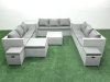 Fimous Rattan Garden Outdoor Furniture Set 12 Seater Rattan Garden Sofa Set with 3 Footstools Side Table Light Grey Mixed