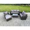 Fimous Patio Garden Furniture Sets Wicker 7 Seater Outdoor Rattan Furniture Sofa Sets with Rectangular Coffee Table Reclining Chair Loveseat Sofa 3 Seater Sofa Big Footstool