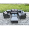 Fimous 7 Piece Garden Furniture Sets 6 Seater Outdoor Patio Furniture Set Weaving Wicker Rattan Sofa Chair and Table with 2 Side Tables Big Footstool