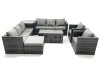 Fimous Rattan Garden Furniture Sofa Set with Coffee table Armchair Side Table 3 Footstools Dark Grey Mixed