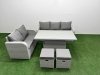 Fimous 7 Seater PE Rattan Wicker Garden Furniture Patio Conservatory Sofa Set with Adjustable Lifting Dining or Coffee Table 3 Seater Sofa Love Sofa 2 Stools