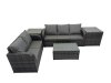 Fimous Outdoor Love Sofa 3 Seater Sofa Coffee Table Set Garden Rattan Furniture Set 5 Seater with 2 Side Tables Dark Grey