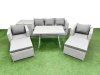 Fimous 8 Pieces Outdoor PE Rattan Sofa Armchair Set Patio Garden Furniture Sets with Cushions Side Table 2 Big Stools Light Grey