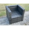 Fimous Wicker PE Rattan Sofa Set Outdoor Patio Garden Furniture with 2 Armchairs Oblong Coffee Table Dark Grey Mixed