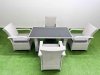 Fimous Wicker PE Rattan Garden Furniture Set Patio Outdoor 4 Chairs Plus Rectangular Dining Table Set Light Grey Mixed