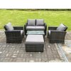 Fimous 5 Seater Dark Grey Mixed High Back Rattan Sofa Set Rectangular Coffee Table Garden Furniture Outdoor Patio