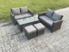 Fimous 5 Pieces Garden Furniture Sets Poly Rattan Outdoor Patio Furniture PE Wicker Furniture Set with 2 Small Footstool Loveseat and Table for Garden Backyard Dark Grey Mixed