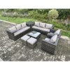 Fimous Rattan Garden Furniture Sofa Set with 2 Armchairs Square Coffee Table Side Table 2 Small Footstools Indoor Side Table 10 Seater Outdoor Rattan Set Dark Grey Mixed