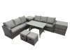 Fimous Garden Rattan Outdoor Furniture Set 8 Seater with 3 Seater Sofa 2 Side Table 2 Small Stools Dark Grey