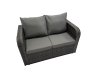 Fimous Outdoor Love Sofa Reclining Chair Coffee Table Set Garden Rattan Furniture Set 8 Seater with 4 Stools Side Table Dark Grey