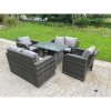 Fimous Outdoor Rattan Garden Furniture Sofa Set Dining Table Reclining Chairs Love Sofa 6 Seater