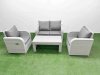 Fimous Light Grey PE Wicker Rattan Garden Furniture Set Sofa Set Reclining Adjustable Chair Oblong Coffee Table 4 Seater