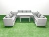 Fimous Rattan Garden Outdoor Furniture Set 9 Seater Garden Sofa Rectangulr Dining Table Set Light Grey Mixed