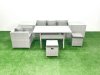 Fimous Rattan Garden Furniture Dining Set 6 Seater Lounge Sofa Chair Dining Table Set with 2 Small Footstools 2 Side Tables Light Grey Mixed