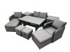 Fimous 8 Seat Outdoor Wicker PE Rattan Garden Furniture Set Dining Table Sofa Sets with 4 Stools 2 Side Table Dark Grey Mixed