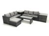Fimous Garden Outdoor Rattan Furniture Set with Sofa Coffee table Big Footstool 2 Side Tables Dark Grey Mixed