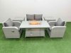 Fimous Light Grey PE Wicker Rattan Garden Furniture Set Sofa Set Reclining Chair Firepit Dining Table 4 Seater With 2 Side Table