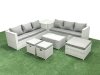 Fimous Garden Outdoor PE Rattan Furniture Set 9 Seater Rattan Garden Sofa Set with 3 Footstools Side Table Light Grey Mixed