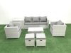Fimous 7 Seater Rattan Garden Furniture Set with 3 Seater Sofa 2 Chair Rectangular Coffee Table 2 Small Footstools Side Table Light Grey Mixed