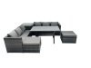 Fimous Outdoor Dining Table Sofa Set with Side Table Big Footstool Garden Furniture Set Dark Grey Mixed