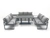 Fimous 9 Seater Garden Sofa Set Aluminium Furniture Rising Dining Tabe Set with Side Table Dark Grey