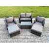 Fimous 6 Seater Garden Furniture Set Rattan Outdoor Lounge Sofa Chair With Tempered Glass Table 2 Big Footstool Dark Grey Mixed