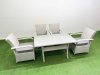 Fimous Rattan Garden Furniture Set with Rectangular Dining Table And Dining Chairs 4 Seater Light Grey Mixed