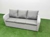 Fimous PE Rattan Garden Furniture Set Reclining Chair Sofa Double Love Seat 2 Seater Sofa Lounge Set Rectangular Dining Table 2 Big Footstool Side Table Light Grey