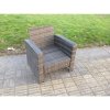 Fimous 2 PC PE Wicker High Back Rattan Garden Arm Chair Patio Outdoor Garden Furniture Accessory Dark Grey Mixed