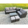 Fimous 7 Seater Rattan Wicker Garden Furniture Patio Conservatory Sofa Set with Rectangular Coffee Table 3 Seater Sofa Love Sofa 2 Small Footstools Side Table