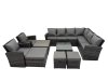 Fimous Rattan Garden Outdoor Furniture Set 12 Seater Garden Sofa Coffee Table Set with 2 Chairs 4 Footstools Dark Grey Mixed