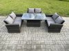 Fimous 6 Seater Rattan Wicker Garden Furniture Patio Conservatory Sofa Set with Height Adjustable Rising Lifting Table Double Seat Sofa