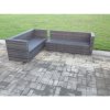 Fimous Dark Grey Mixed PE Rattan Corner Sofa Set Outdoor Garden Furniture Square Coffee Table Armchair With Thick Cushion