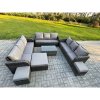 Fimous Rattan Lounge Sofa Set 12 Seater Outdoor Garden Furniture Set with Rectangular Coffee Table 3 Seater Sofa 3 Footstools Dark Grey Mixed