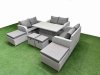 Fimous 8 PCs Rising Dining Table Set Inclining Love Sofa Seat 2 Big Footstool 2 Small Stool Light Grey