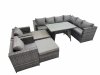 Fimous Rattan garden furniture Patio Furniture Sets with Dining Table 2 Stools Dark Grey Mixed