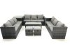 Fimous Outdoor Garden Furniture Set 11 Seater Rattan Sofa Set with Coffee Table 2 Small Footstools Side Table Dark Grey Mixed