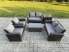 Fimous Garden Furniture Sets 6 Pieces Outdoor Rattan Furniture Manual Wicker Patio Sofa Chair Set with Coffee Table Side Table Dark Grey Mixed