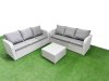 Fimous Outdoor Garden Furniture Sets 6 Seater Wicker Rattan Furniture Sofa Sets with Square Coffee Table high Back Lounge Sofa Light Grey