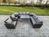 Fimous 8 Seater Rattan Outdoor Garden Furniture Sofa Set Patio Table & Chairs Set with 3 Seater Sofa Rectangular Dining Table 2 Side Tables Dark Grey Mixed