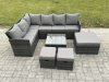 Fimous 9 Seater Outdoor Garden Furniture Set Wicker PE Rattan Corner Sofa Set with Square Coffee Table 3 Footstools Dark Grey Mixed