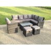 Fimous 9 Seater High Back Rattan Garden Furniture Set Corner Sofa With Oblong Coffee Table Stools With Chair