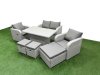 Fimous Light Grey PE Wicker Rattan Garden Furniture Set Sofa Set Reclining Chair Adjustable Lifting Dining or Coffee Table 7 Seater 3 Stools