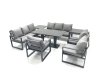 Fimous Garden Sofa Set Aluminium Furniture Rising Dining Tabe Set with 3 Chair 2 Side Tables Dark Grey