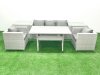 Fimous Garden Dining Set Outdoor Rattan Furniture Set with Sofa Dining Table 2 Chairs 2 Side Tables Light Grey Mixed